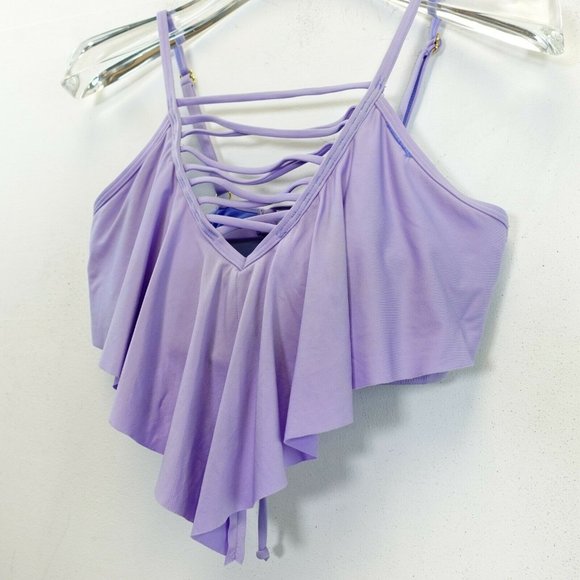 CALIFORNIA SUNSHINE Women's Lavender Bikini Top D/DD‎ Swimwear Ruffle Strappy - Picture 5 of 13